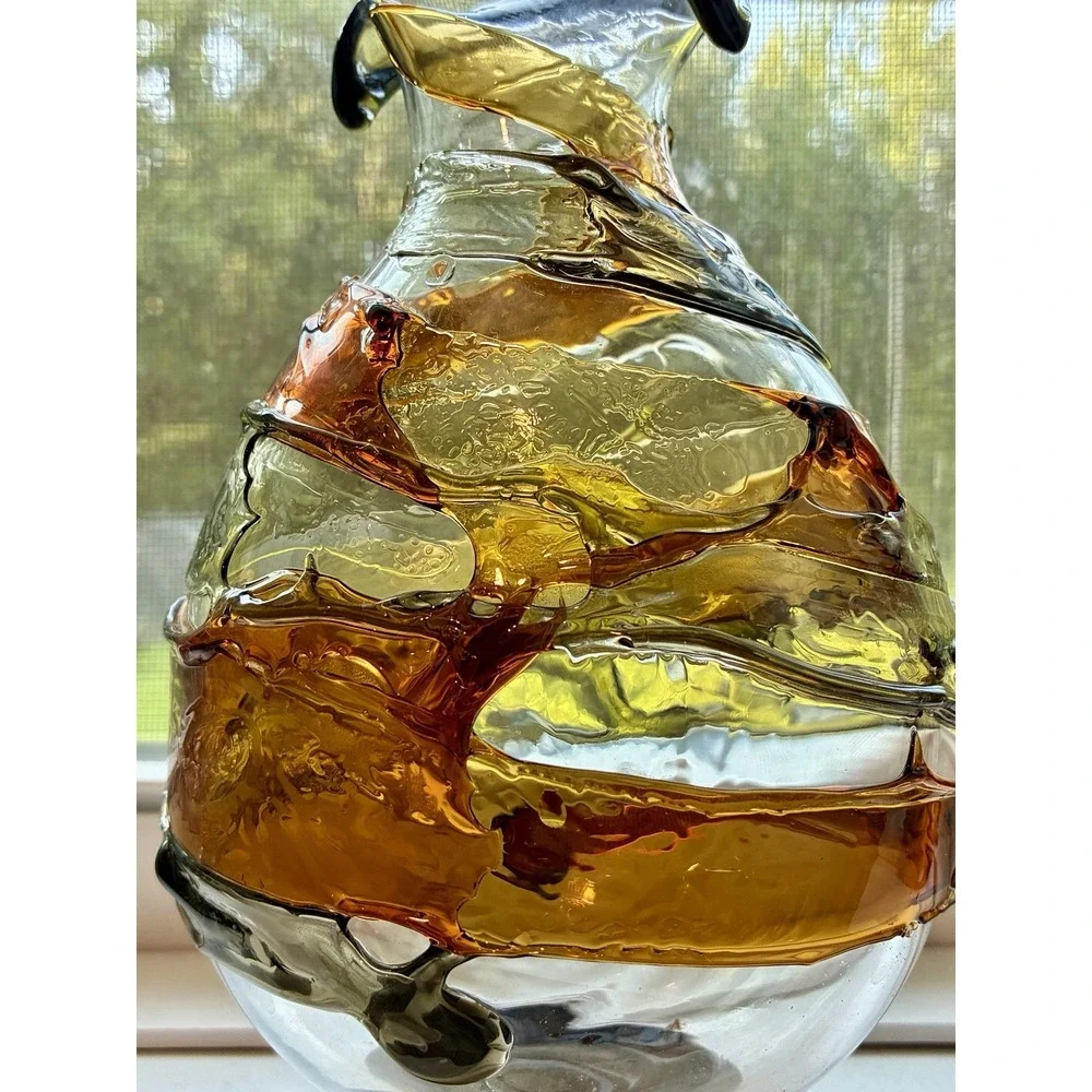 OOAK Contemporary SIGNED Artisan Diego Vidal Murano Italy Venetian Glass Vase